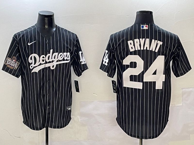 Men Los Angeles Dodgers 24 Bryant Black Stripe Jointly Name 2025 Nike MLB Jersey style 6